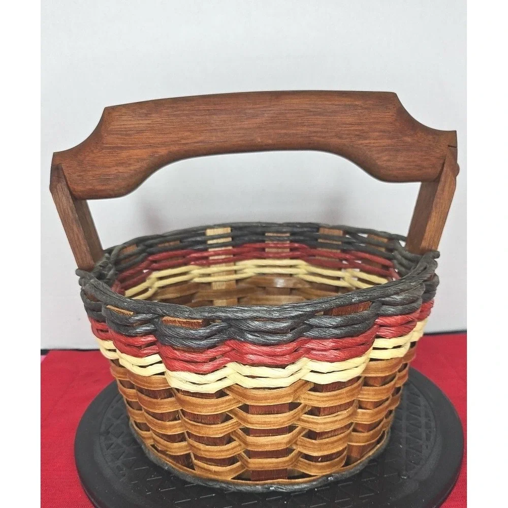 Foxcreek Basket Co Fruit & Veggie Garden Basket Handcrafted Mahogany Wood Decor